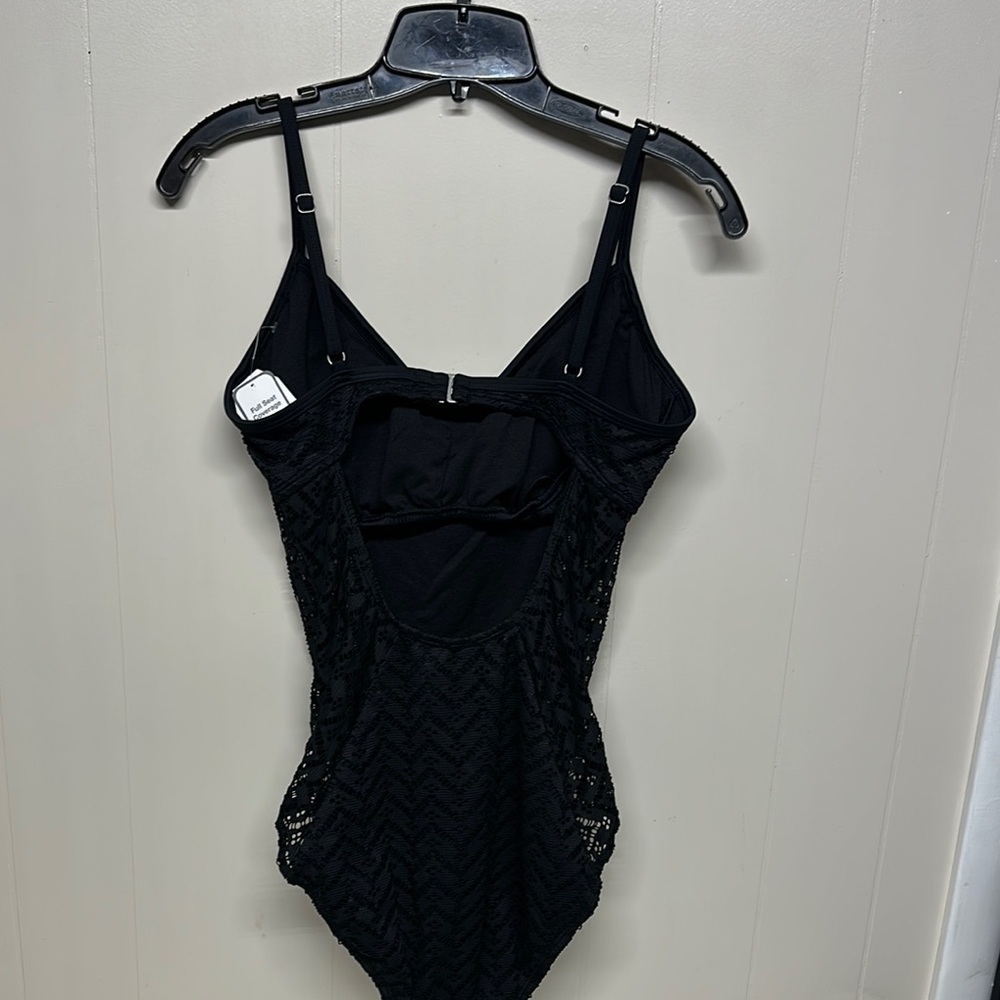 Time and Tru Black One Piece Swimsuit Sleek Design - Picture 3 of 8
